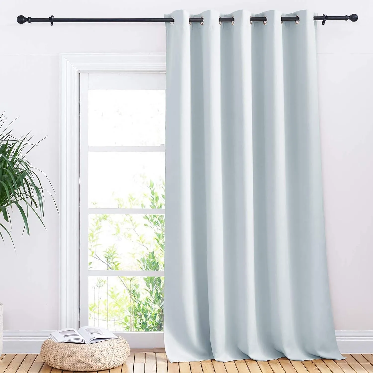 NICETOWN Patio Door Curtain Vertical Blinds, Reduce Sunlight Grommet Top Room Divider Curtain Panel Screen Partitions for Furniture Protecting (Cloud Grey, 70 inches Wide x 95 inches Long)