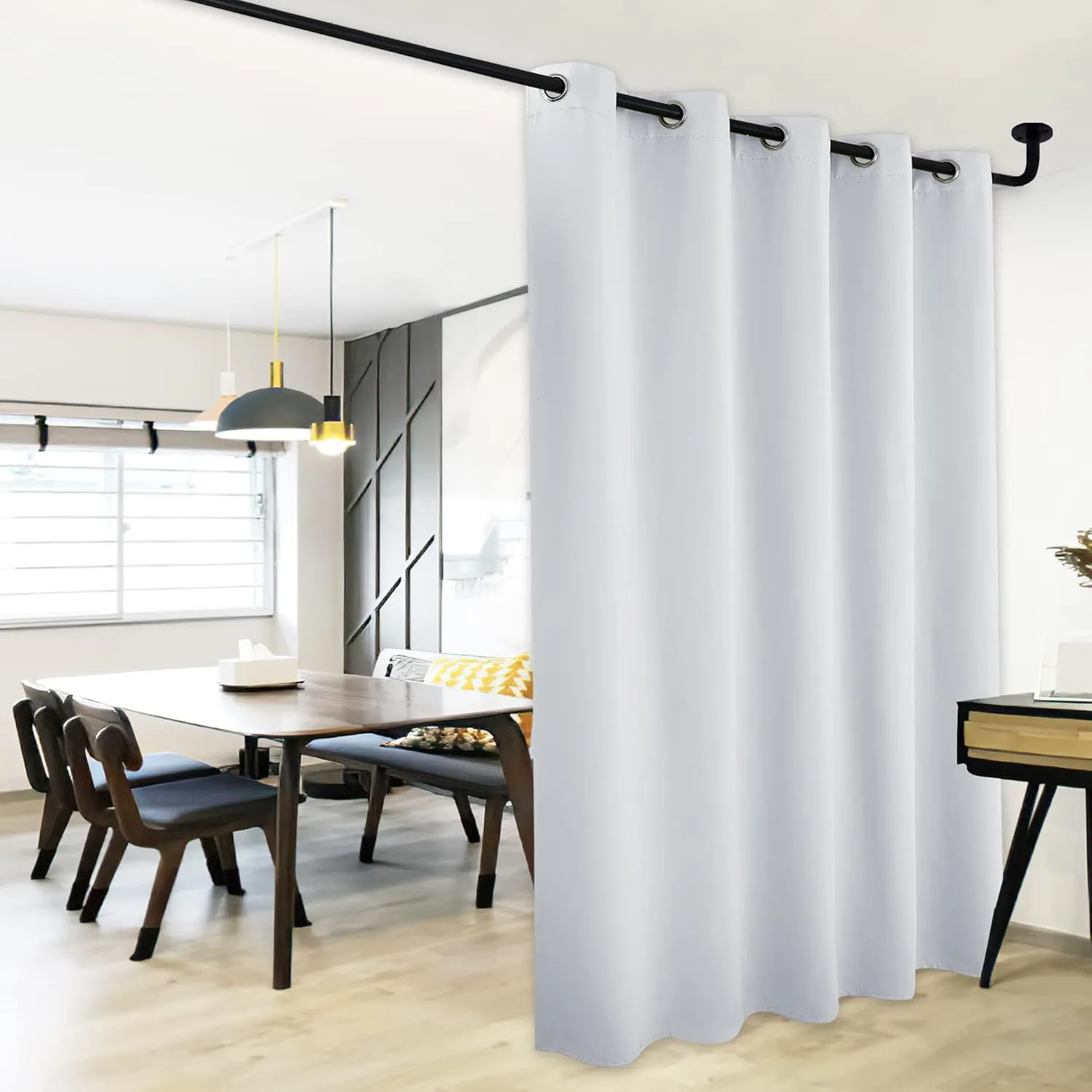 NICETOWN Patio Door Curtain Vertical Blinds, Reduce Sunlight Grommet Top Room Divider Curtain Panel Screen Partitions for Furniture Protecting (Cloud Grey, 70 inches Wide x 95 inches Long)
