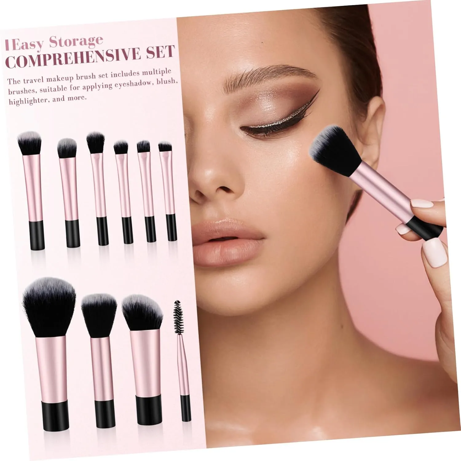 NOLITOY 20pcs Mini Makeup Brush for Travel Compact Soft Bristles Includes Concealer Brush Storage Bag for Easy Application and Organization