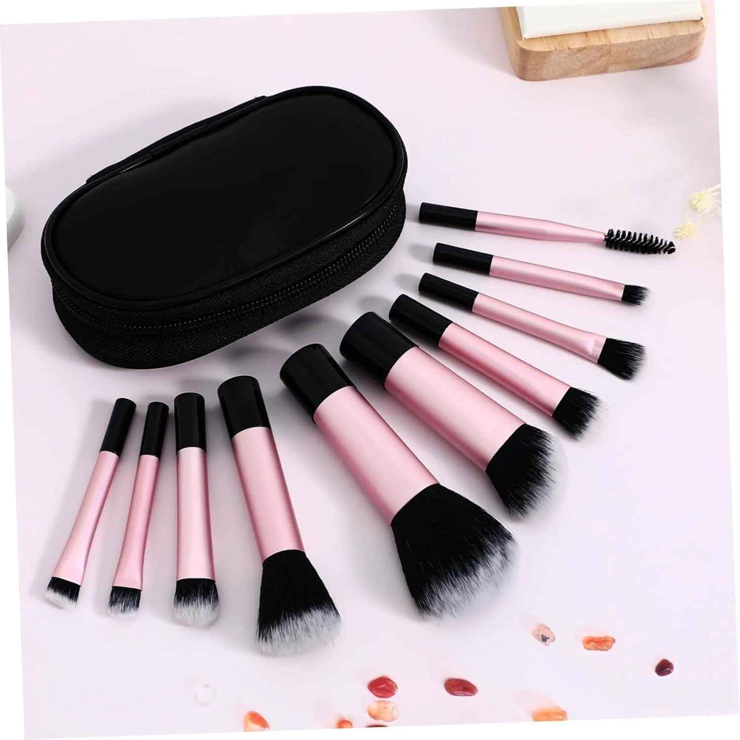 NOLITOY 20pcs Mini Makeup Brush for Travel Compact Soft Bristles Includes Concealer Brush Storage Bag for Easy Application and Organization