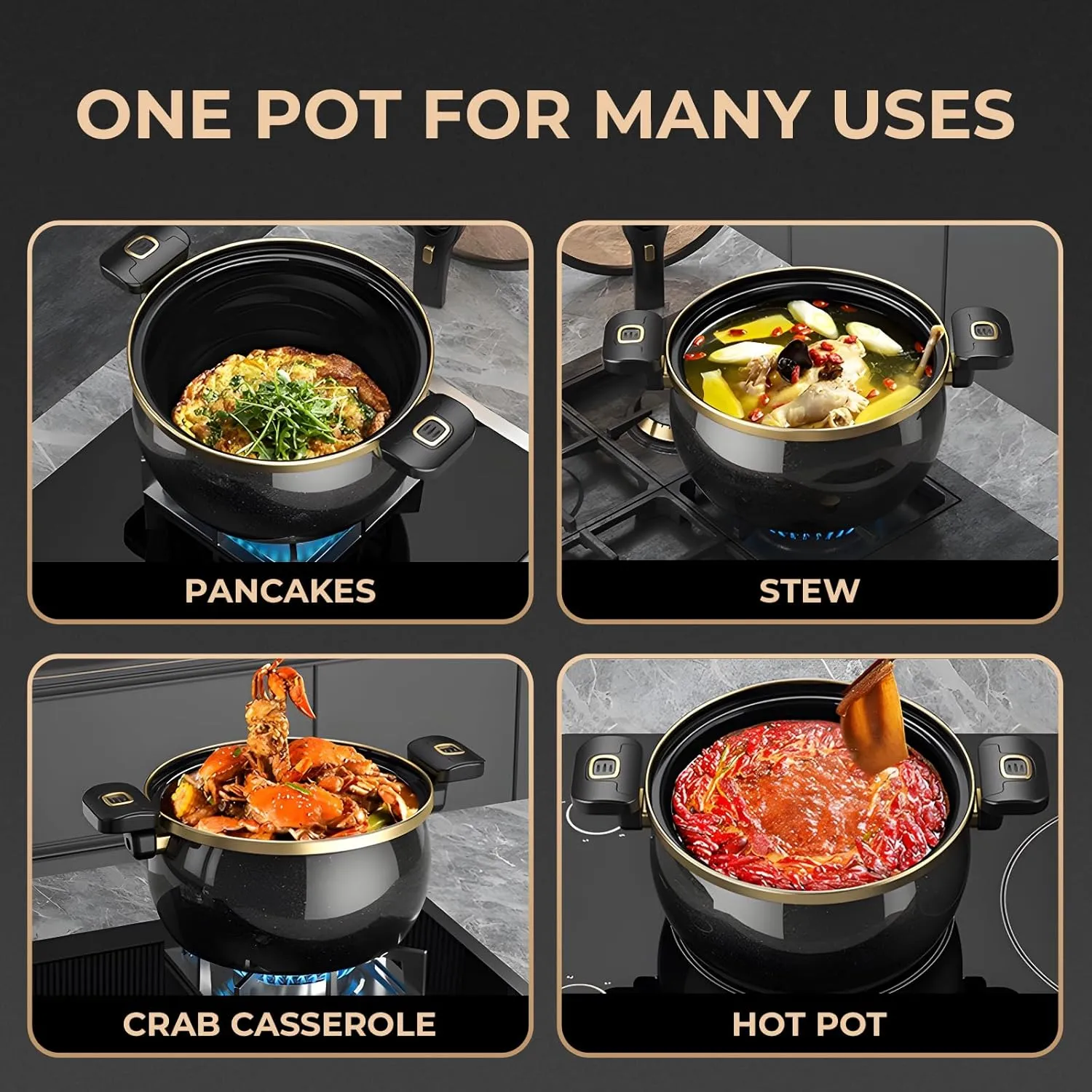 Nonstick Ceramic Coated Sauce Pan with Lid Green Crock Pot with Twist & Lock Handles, Micro Pressure Cooker Versatile Cookware for Stovetops, PFOA-Free Toxin-Free, Easy to Clean (Green, 7.5Quarts)