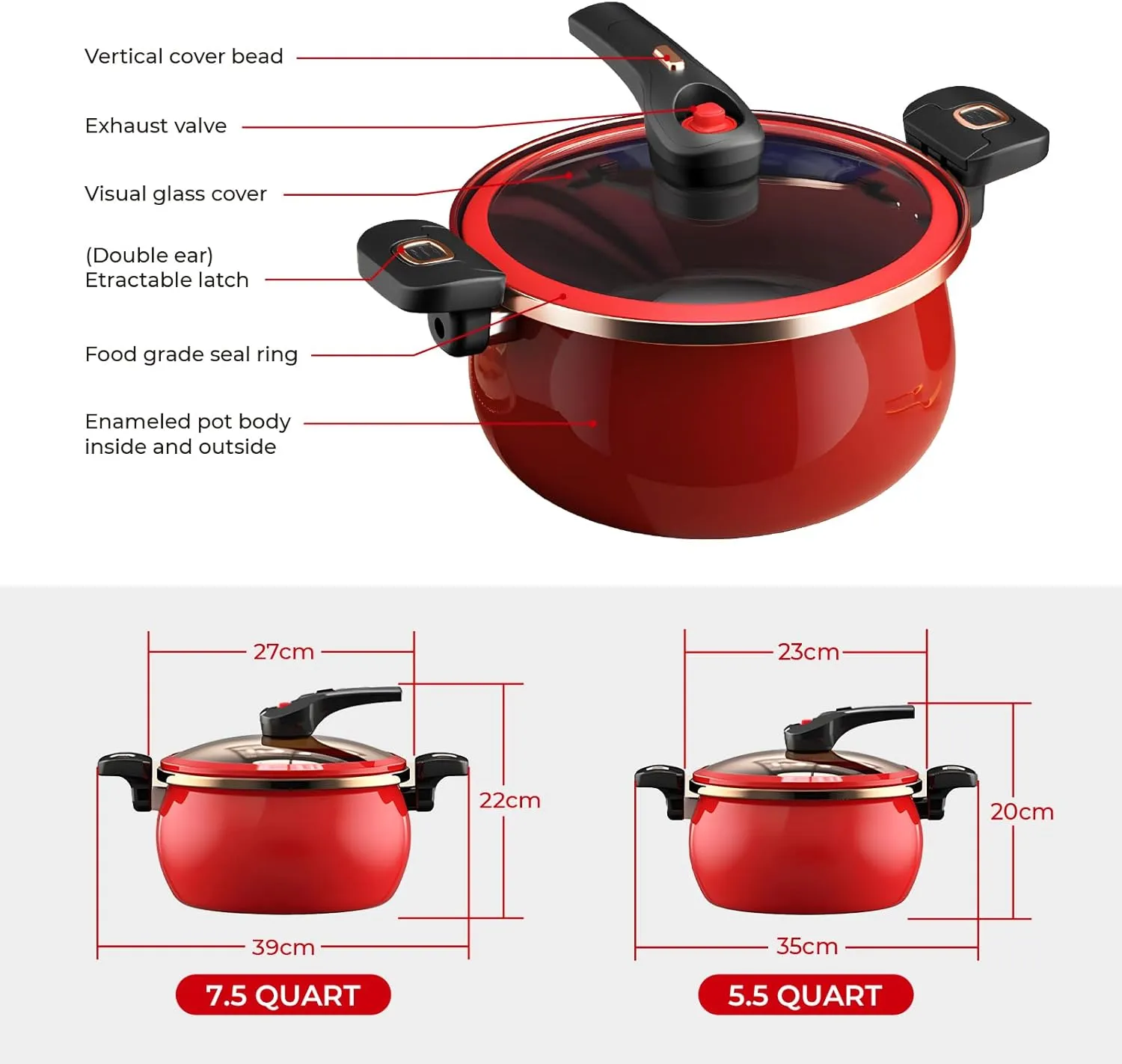 Nonstick Ceramic Coated Sauce Pan with Lid Green Crock Pot with Twist & Lock Handles, Micro Pressure Cooker Versatile Cookware for Stovetops, PFOA-Free Toxin-Free, Easy to Clean (Green, 7.5Quarts)