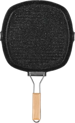 NonStick Foldable Handle Frying Pan, sturdy Aluminum Steak Skillet, Easy Kitchen Supplies, Suitable for Induction Cooker Outdoor Camping (Mai Fanshi 28CM)