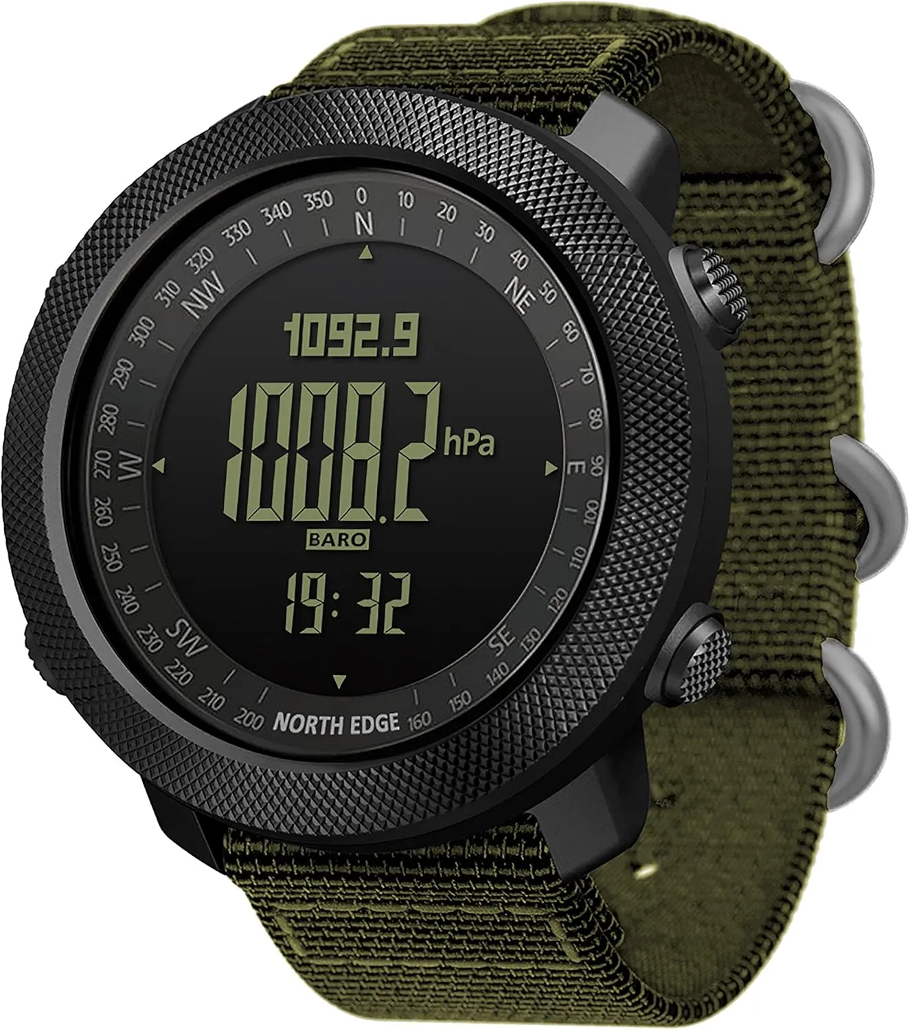 North Edge Apache Tactical Sports Watches for Men , Outdoor Survival Military Compass Rock Solid Digital Watches with Durable Band, Steps Tracker Pedometer Calories (Green)…