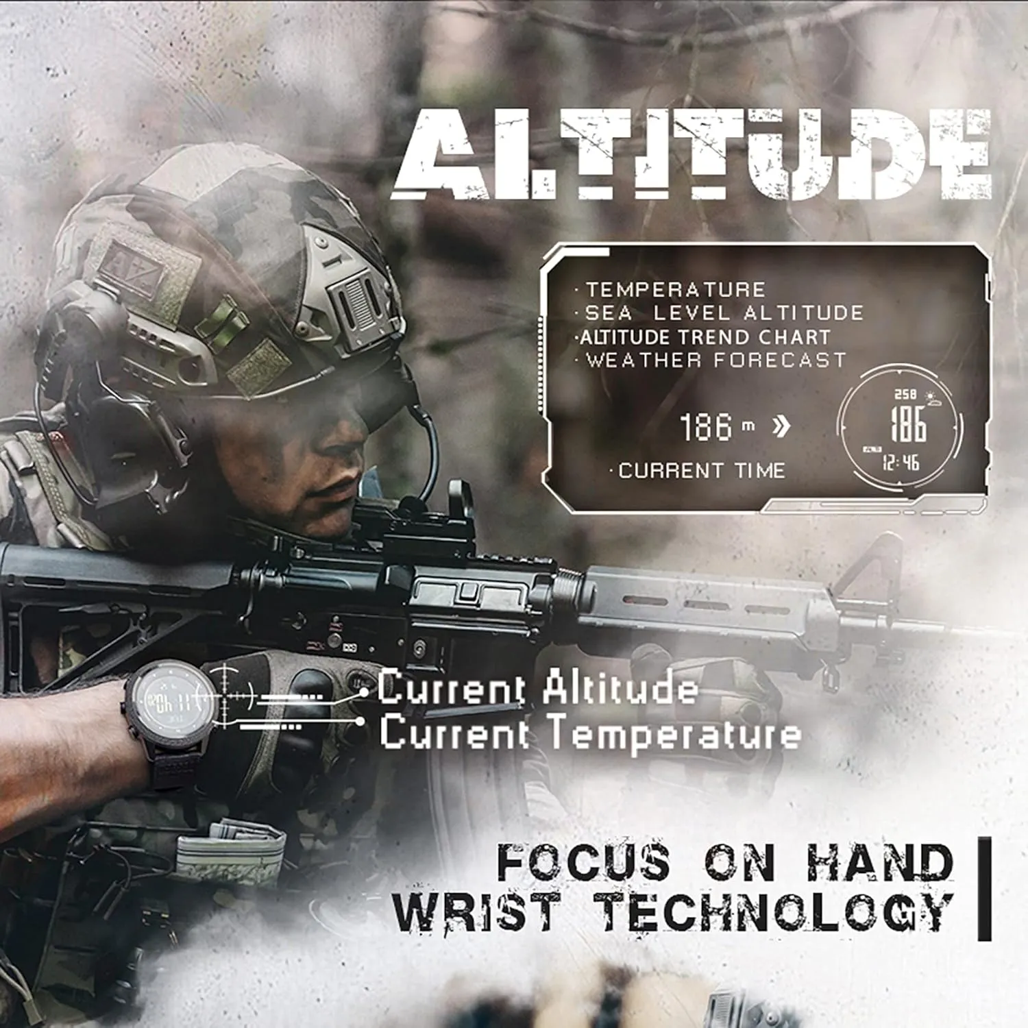 NORTH EDGE Military-Watch for Men - Tactical Survival Watch, Men's Women's Digital Wrist Watches for Sports Outdoors, Pedometer, Compass, Calories, Durable Nylon Band