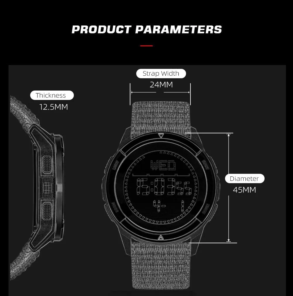 NORTH EDGE Military-Watch for Men - Tactical Survival Watch, Men's Women's Digital Wrist Watches for Sports Outdoors, Pedometer, Compass, Calories, Durable Nylon Band