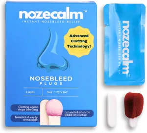 Nose Bleed Stopper - 6 Count - Fast Relief for Kids and Adults - Bloody Nose Stoppers with Clotting Agent - Hypoallergenic & Non-Stick - Nosebleed Plugs are Portable and Safe for Travel