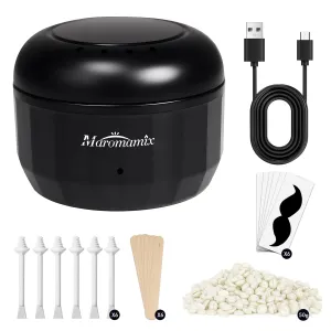 Nose Waxing Kit for Women & Men - Mini Portable Wax Warmer for Nose/Ear/Eyebrow/Beard/Lip Fuzz Hair Removal with 50g Hard Wax Beans, 10 Applicators & 5 Nose Hair Sticks &1 Silicone Pot - 5V USB