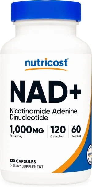 Nutricost NAD  Supplement 1,000mg per Serving,120 Capsules (Nicotinamide Adenine Dinucleotide) - 60 Servings, Gluten-Free, Vegan