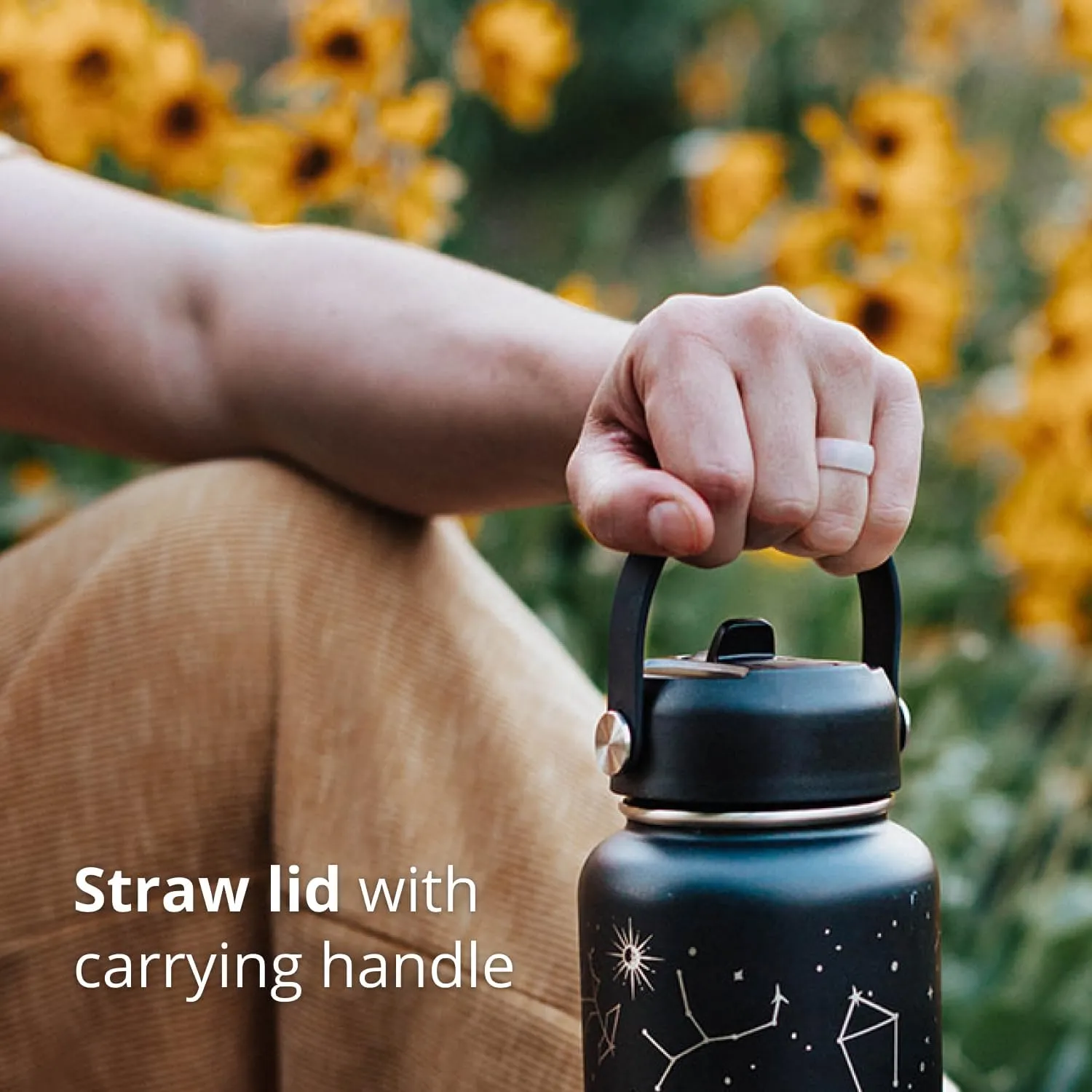 Oceans Water Bottle with Straw Lid | 32 oz Engraved Stainless Steel Insulated with Strap | Ocean, Sea & Beach Theme