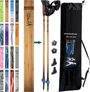 Official Nordic Walking Poles - True Classic Nordic Glove Grips, Lightweight, Adjustable, and Collapsible -2 Pieces w/flip Locks, Detachable Feet and Travel Bag by York Nordic - Heights 5'4"-6'2"