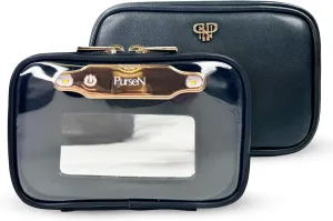 OFT 2024 LITTMINI Lighted Mirror Case - Small Makeup Bag with Detachable Mirror & Multiple Pouches for Organization - Vegan Leather, Mini Makeup Bag Ideal for Travel & Everyday Essentials (Black)