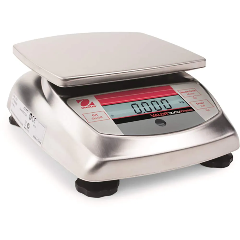 Ohaus Compact Bench Scales - Valor 3000 Xtreme Compact Scales Model V31XH4, 4000g x 0.1g, Platform Size 5.8 x 6.2 in