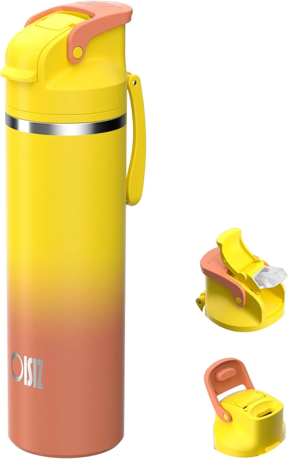 OISIZ Insulated Water Bottle 24 oz with 2-in-1 Straw and Swig Lid, Leakproof and BPA Free, Keep Cold 24H, Vacuum Stainless Steel Water Bottle for School, Travel and Sports, All Dishwasher Safe