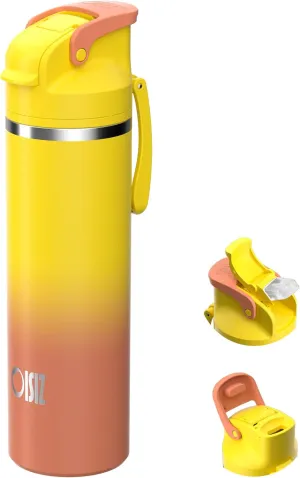 OISIZ Insulated Water Bottle 24 oz with 2-in-1 Straw and Swig Lid, Leakproof and BPA Free, Keep Cold 24H, Vacuum Stainless Steel Water Bottle for School, Travel and Sports, All Dishwasher Safe