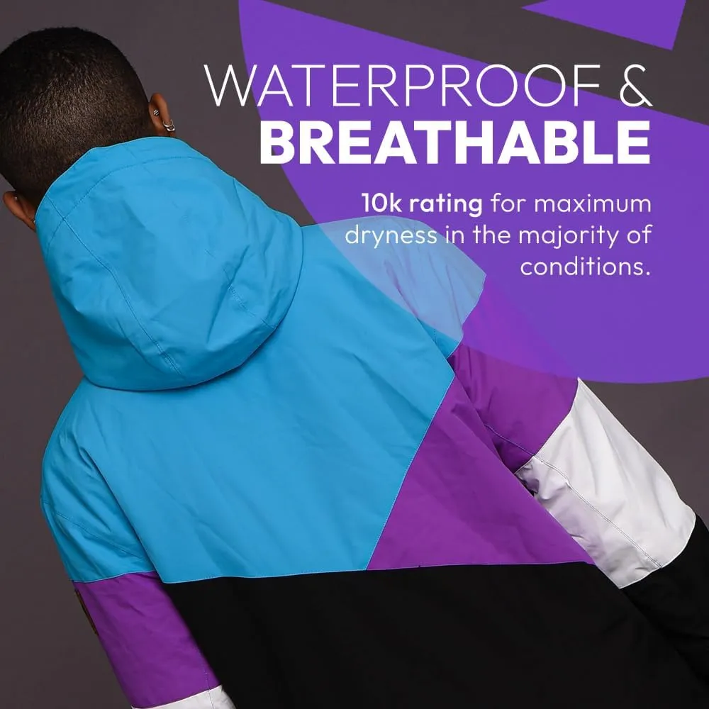OOSC Fresh Pow Snowboard & Ski Jacket Unisex | Blue, Purple & Black | Waterproof & Insulated Synthetic | Recycled Polyester