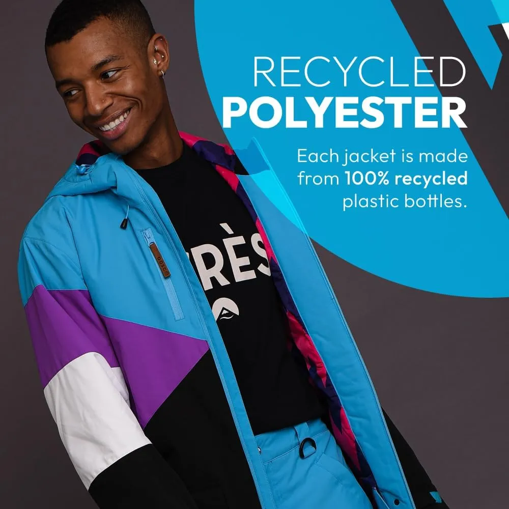 OOSC Fresh Pow Snowboard & Ski Jacket Unisex | Blue, Purple & Black | Waterproof & Insulated Synthetic | Recycled Polyester