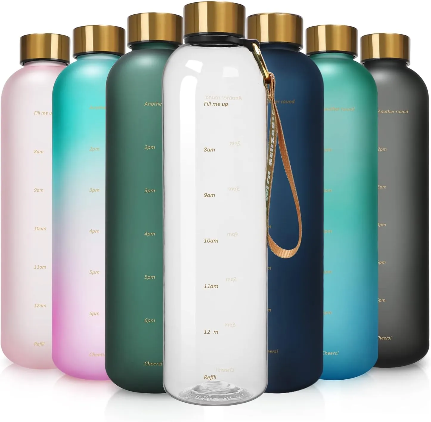 Opard 27oz/32oz Motivational Water Bottle with Time Marker to Drink, Reusable Plastic Bottle with BPA Free Tritan for Gym and Sports