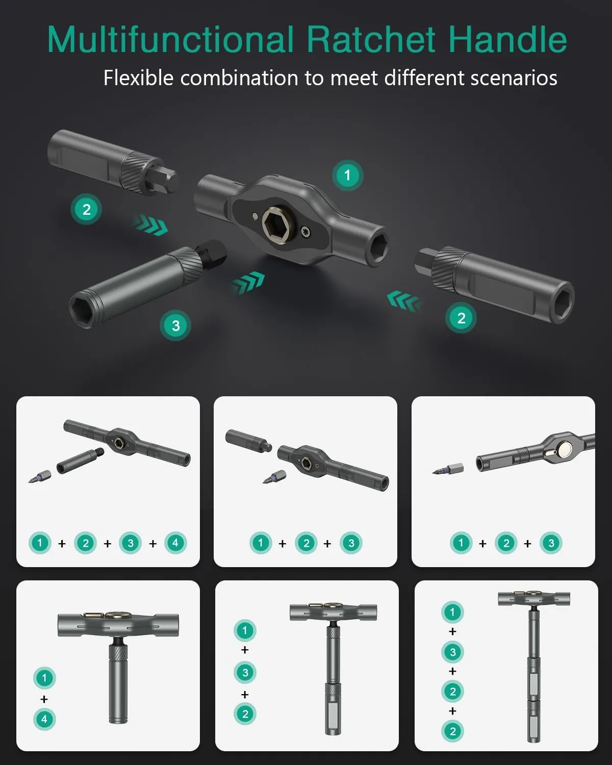 ORIA 42 in 1 Screwdriver Set, Magnetic Screwdriver Set, DIY Repair Tool Kit with Free Assembly T Handle, 40 Precision Bits, Portable Case for Furniture, Bicycle, Computer