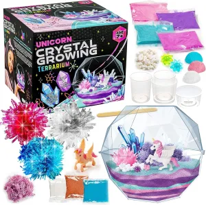 Original Stationery 18-Pieces Unicorn Crystal Growing Kit for Kids 7 and Up, Easy-to-Follow Manual, Grow 3 Crystals and Make a Scene with Unicorn Craft
