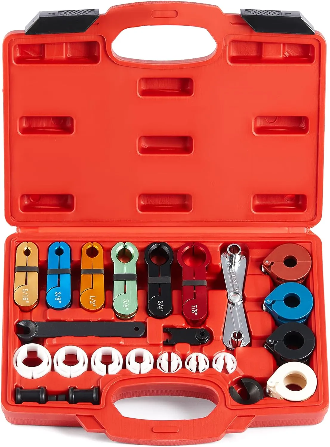 Orion Motor Tech Master Quick Disconnect Tool Set, 25pc Line Disconnect Tool Kit for A/C Fuel & Transmission Systems, Fuel Line Disconnect Tools for Mechanics Compatible with Ford Chevy GM More, Red