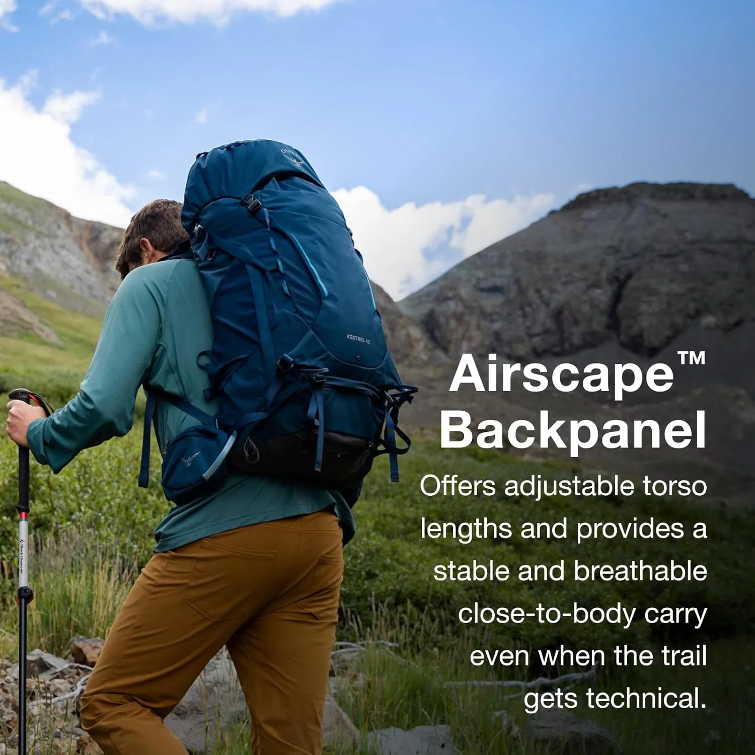 Osprey Kestrel 38L Men's Backpacking Backpack, Bonsai Green, S/M