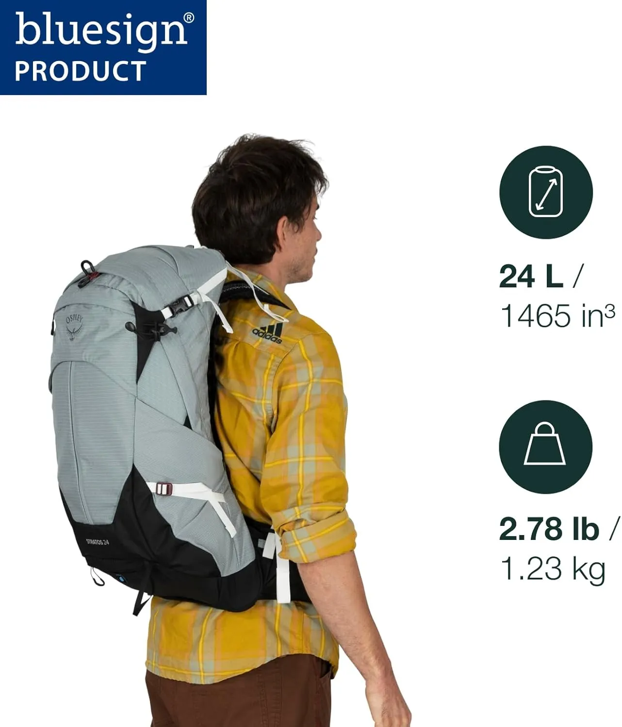 Osprey Stratos 24L Men's Hiking Backpack, Tunnel Vision Grey