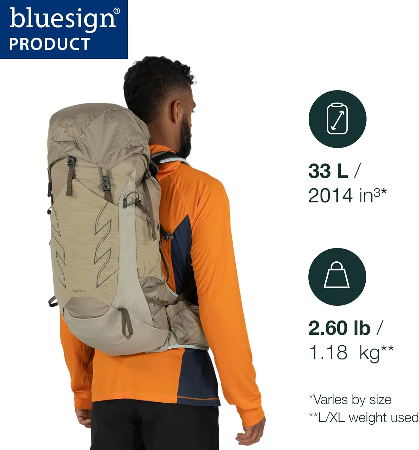 Osprey Talon 33L Men's Hiking Backpack with Hipbelt, Ceramic Blue, S/M