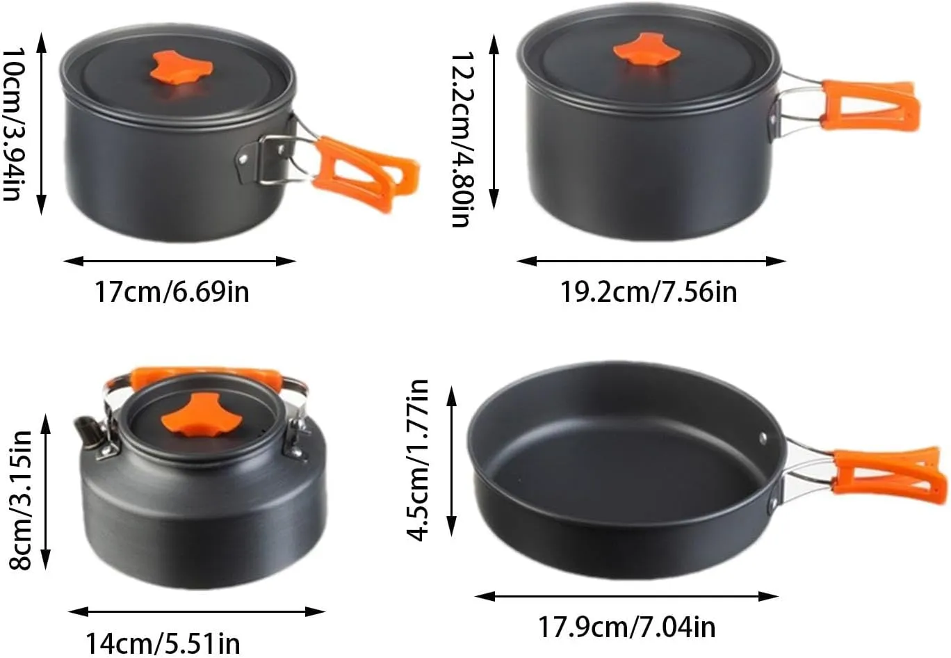 Outdoor Cooking Set | Backpacking Cookware Kit Made of Aluminum Alloy | Food-Grade Camping Cooking Gear | Compact Lightweight Cook Set for Camping, Hiking, Backpacking