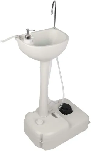 Outdoor Garden Portable Camping Hand Sink,Portable Removable Outdoor Wash Basin,Outdoor Foot Pump Washing Station,with Towel Holder & Soap Dispenser,for Outdoor Events, Worksite, RV, Indoor (White)