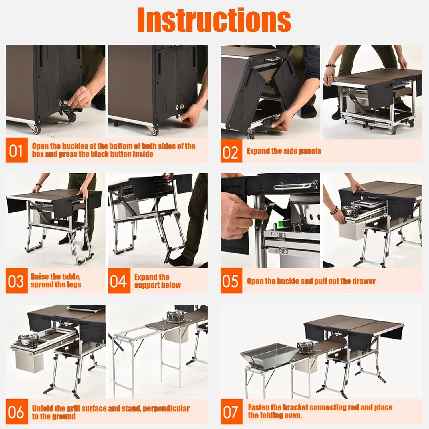 Outdoor Master Cook Station Aluminum Camping Table,Easy Carry Picnic Folding Table with kitchenware and Stove for RV BBQ Cooking Outdoor (Color : Package 4)