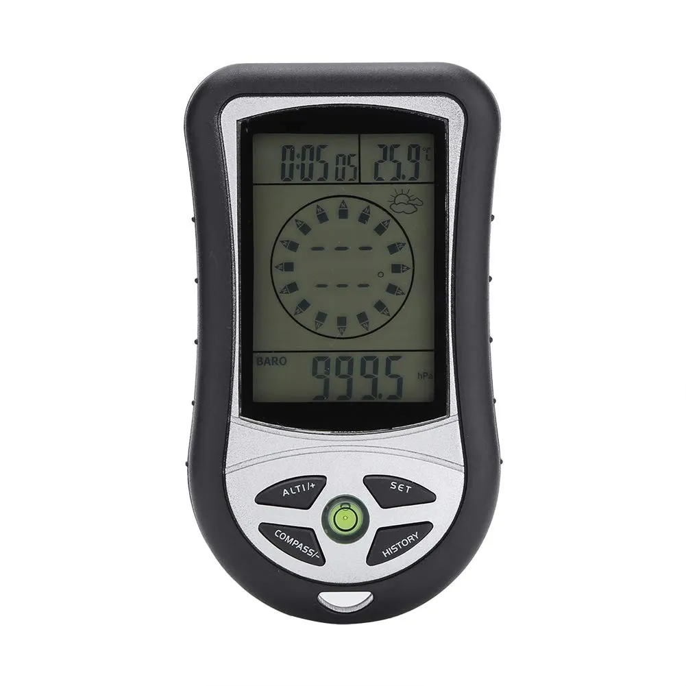 Outdoor Multi Function Digital Altimeter, Black ABS Plastic Compass, Outdoor Weather Forecast Equipment, Portable Outdoor Barometer for Outdoor Hiking