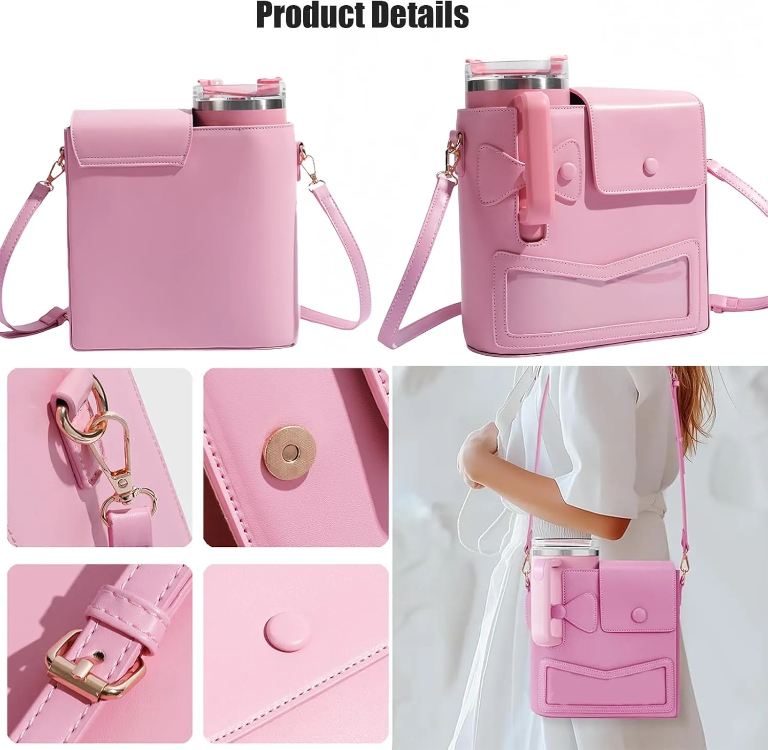 Outdoor Portable Crossbody Water Cup Storage Bag, Cross Body Bag with Water Bottle Holder, Adjustable Shoulder Strap