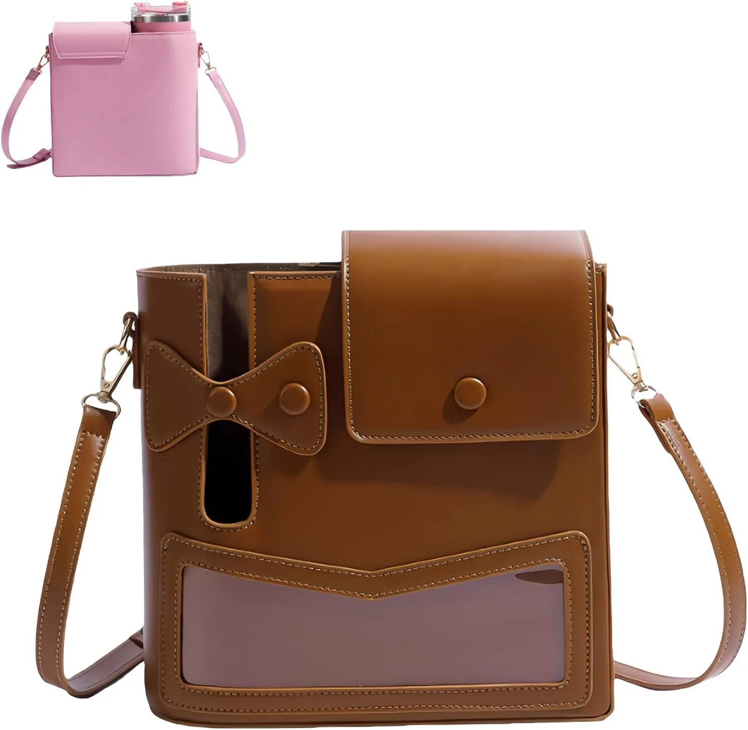 Outdoor Portable Crossbody Water Cup Storage Bag, Cross Body Bag with Water Bottle Holder, Adjustable Shoulder Strap