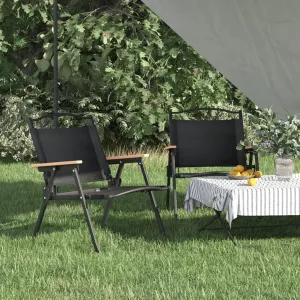 Outdoor Seating Camping Chairs 2 pcs Black 21.3"x16.9"x23.2" Oxford Fabric