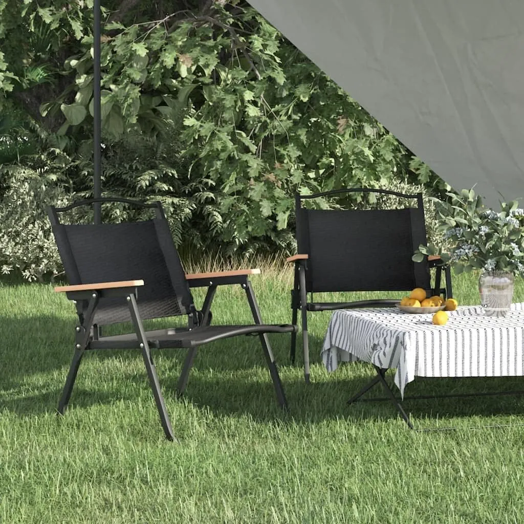 Outdoor Seating Camping Chairs 2 pcs Black 21.3"x16.9"x23.2" Oxford Fabric