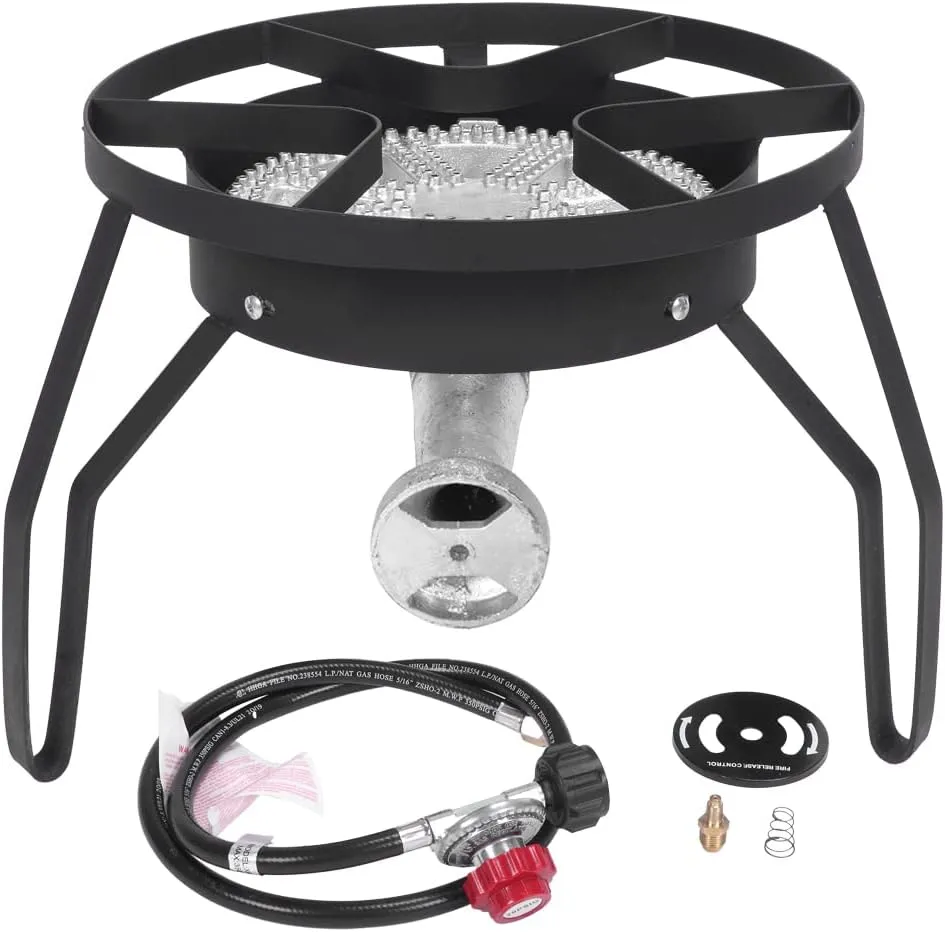 Outdoor Stove Propane Gas Cooker with Adjustable 0-20Psi Regulator, High-Pressure Single Propane Burner Gas Cooker