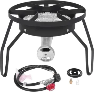 Outdoor Stove Propane Gas Cooker with Adjustable 0-20Psi Regulator, High-Pressure Single Propane Burner Gas Cooker