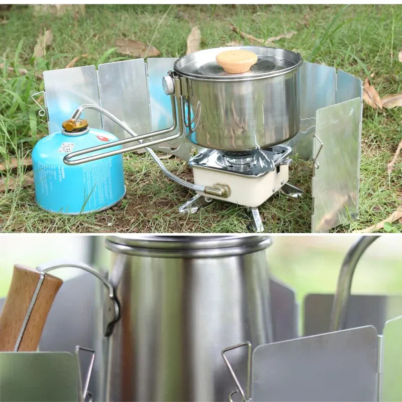 Outdoor Stove Wind Shield Camping Windscreen 9 Plates Foldable Gas Cookers Wind Deflectors Stove Equipment Accessory Tool