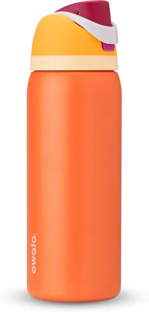 Owala FreeSip Insulated Stainless Steel Water Bottle with Straw for Sports, Travel, and School BPA-Free Sports Water Bottle, 32 oz, Citrus Crush