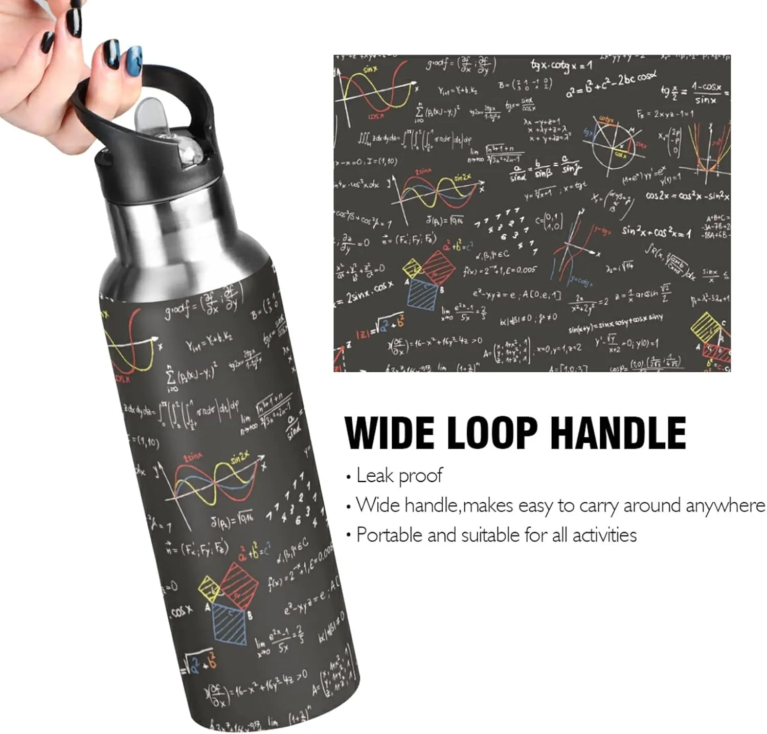 Oyihfvs Sports Stainless Steel Water Bottle 20 Oz, with Straw Lid Vacuum Insulated Leakproof Water Thermo Flask, Great for Fitness Outdoor