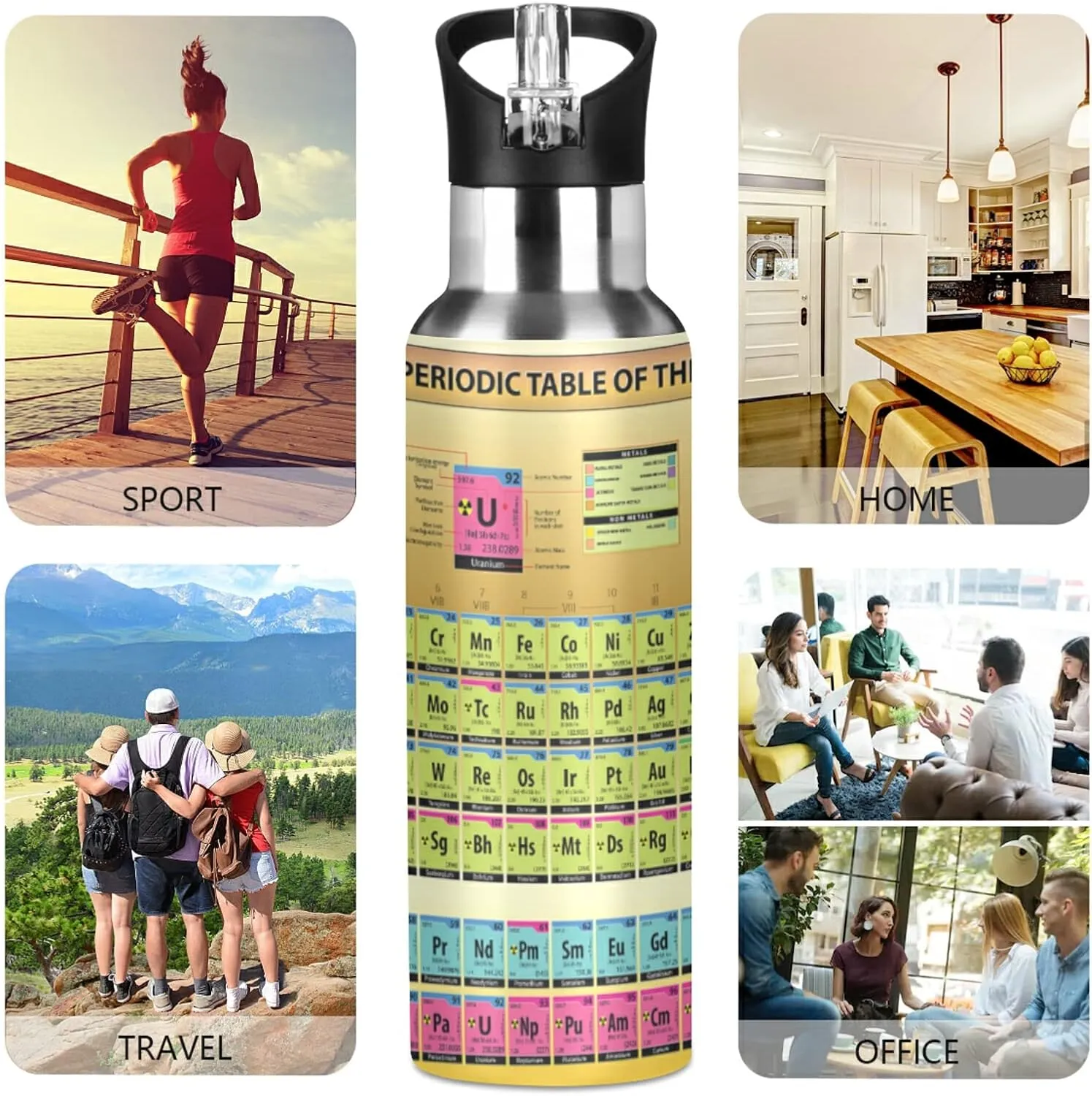 Oyihfvs Sports Stainless Steel Water Bottle 20 Oz, with Straw Lid Vacuum Insulated Leakproof Water Thermo Flask, Great for Fitness Outdoor