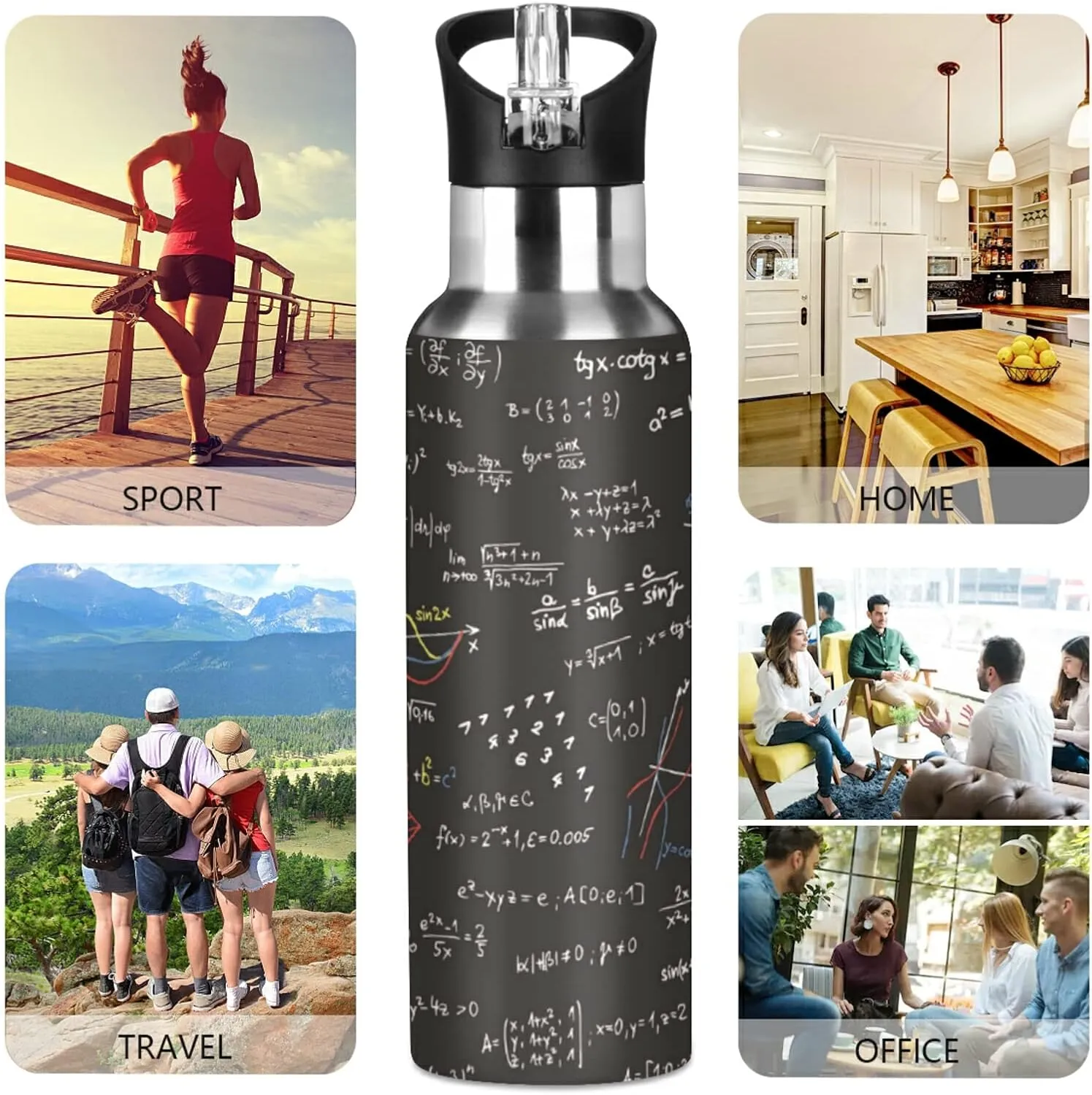 Oyihfvs Sports Stainless Steel Water Bottle 20 Oz, with Straw Lid Vacuum Insulated Leakproof Water Thermo Flask, Great for Fitness Outdoor