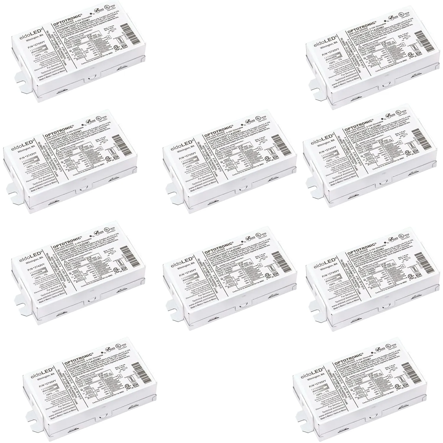 Pack of 10 - Osram 57347 Optotronic 25W 120V-277V AC 50/60Hz Constant Current Dimmable Compact LED Driver OTi25W/120-277/1A2 DIM-1