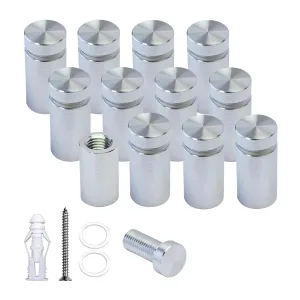 Pack of 12, Aluminum Standoff Screws, Wall Sign Standoff Mounting Hardware Advertising Glass Standoff Nail for Hanging Acrylic Picture Frame (12, Silver, 1/2" x 3/4")