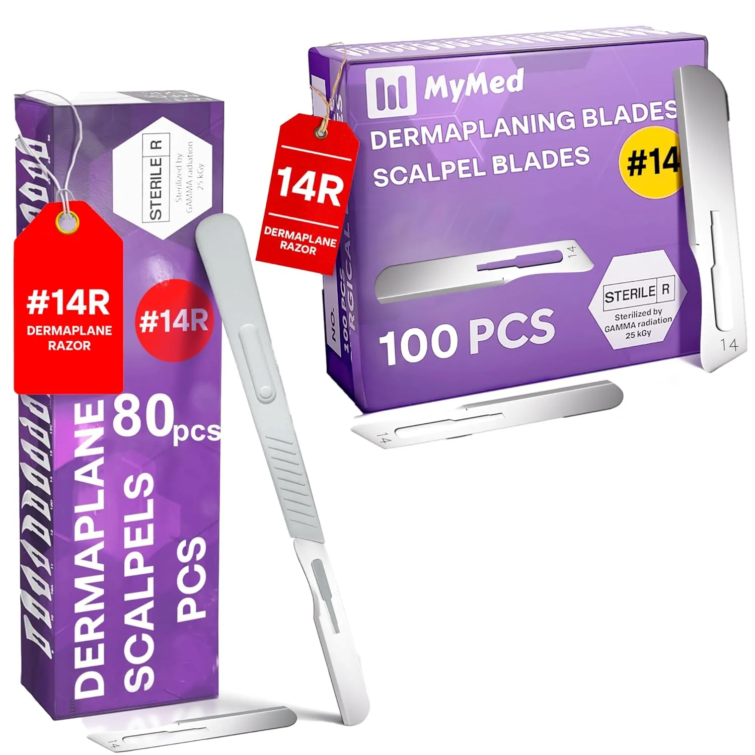Pack of 80 Disposable Scalpels #14   100pcs 14r Blades Dermaplaning kit 14 Blades Scalpel Set