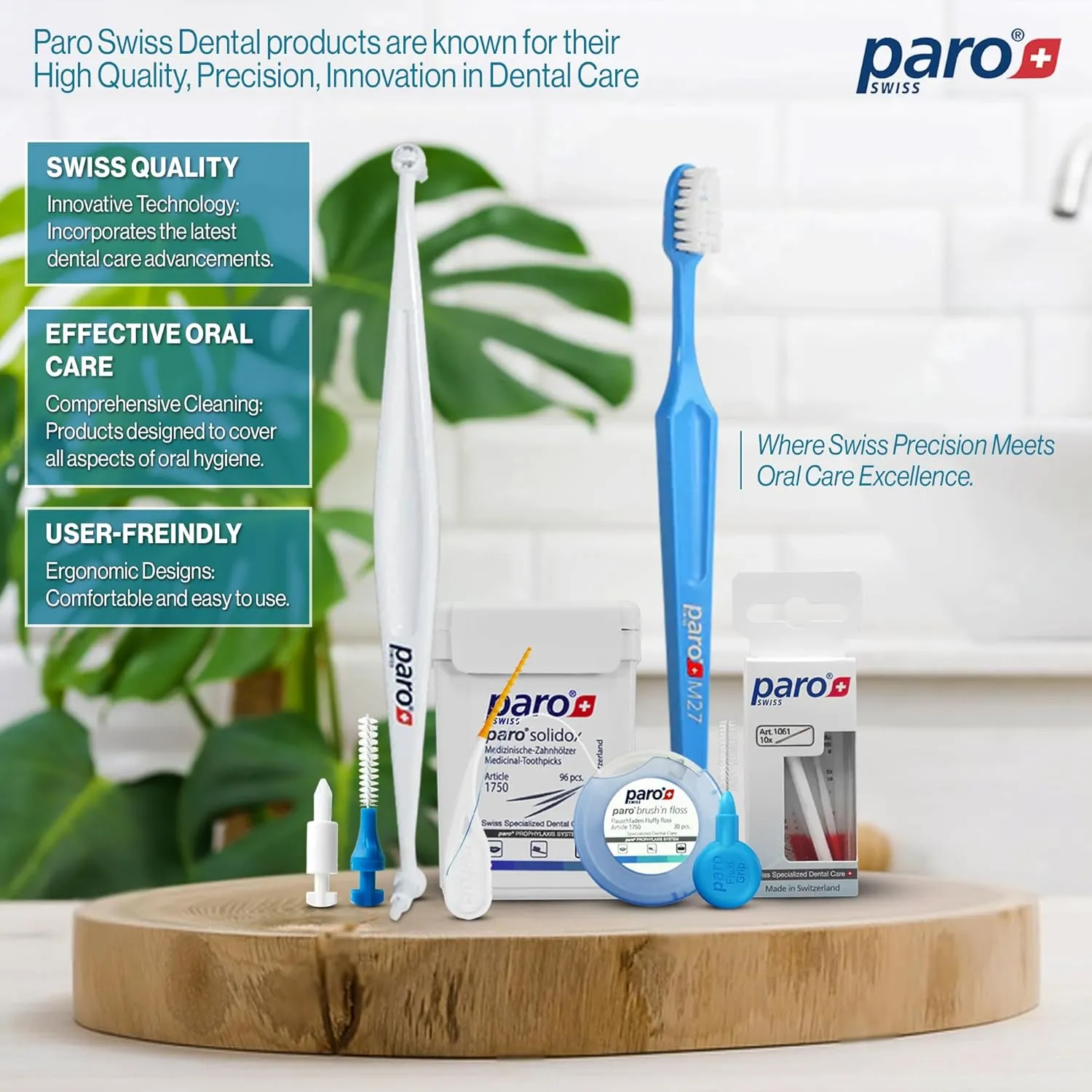 Paro Swiss Isola Long Interdental Brush Medium Green, Tapered 4/9 mm, 5 Count – Dental Hygiene Brushes for Plaque Removal (12 Pack)