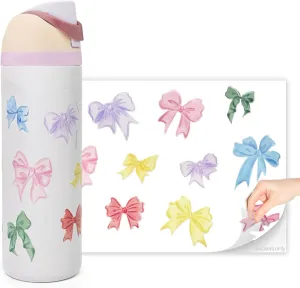 Pastel Bow UV Transfer Sticker for Owala 24oz,Inspired by Urban Outfitters x Owala Collab,Durable & Waterproof, Easy to Apply(Colorful Bow)