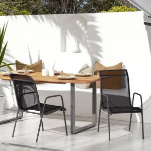 Patio Chairs 2 pcs Steel and Textilene Black, Outdoor Dining Chairs, Comfortable Lounge Chairs for Patio, Beach, Camping, or Lawn, Lightweight and Weather-Resistant, Easy to Clean