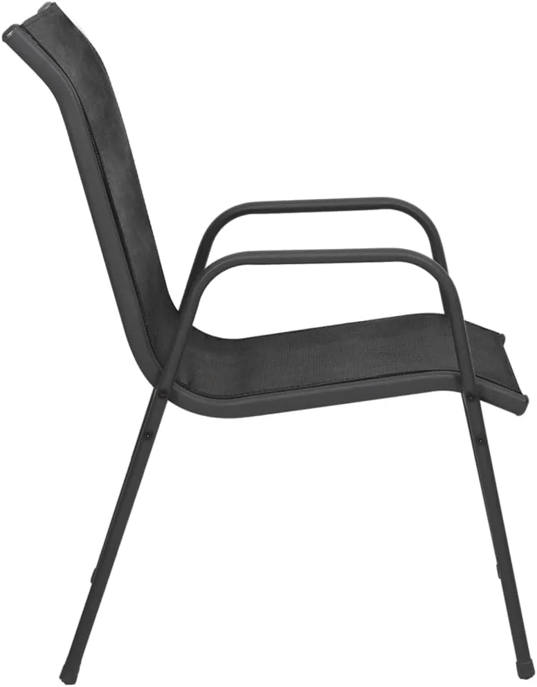 Patio Chairs 2 pcs Steel and Textilene Black, Outdoor Dining Chairs, Comfortable Lounge Chairs for Patio, Beach, Camping, or Lawn, Lightweight and Weather-Resistant, Easy to Clean